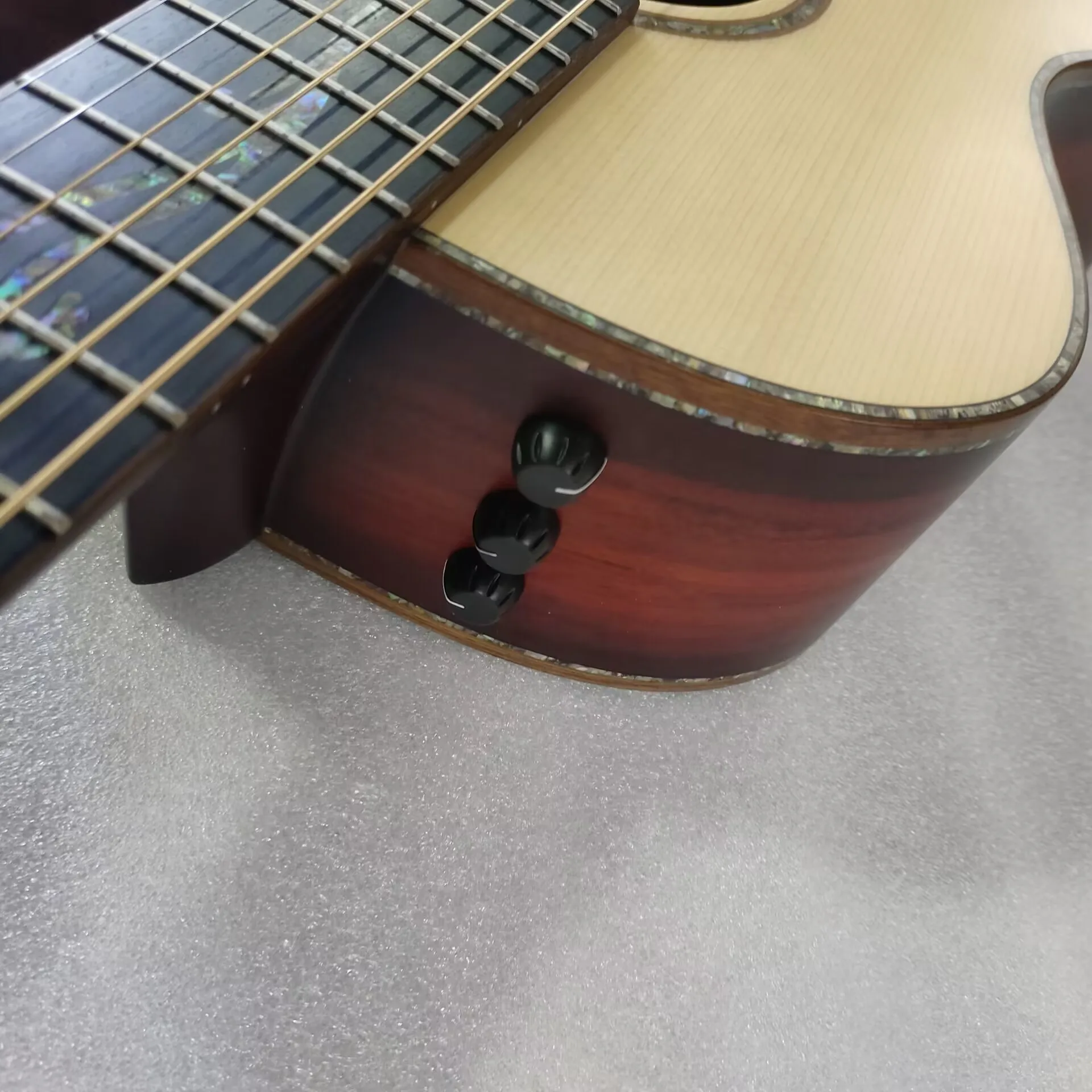 Custom Acoustic Guitar Cutaway Guitar, K14CE sikta spruce with koa Wood,  AAAA quality 6 string guitar armrest with 3 knobs eq