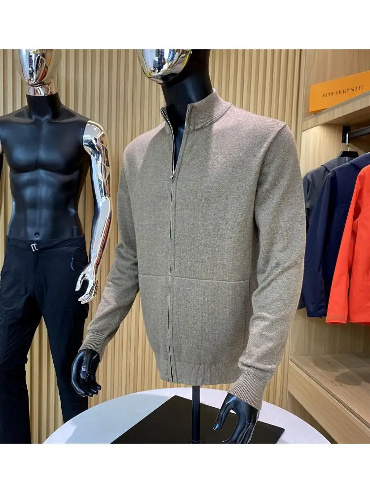 

Soft Skin-Friendly Men's Spring Autumn Casual Versatile Zipper Open Cardigan Knitted Sweater Trendy Long Sve Youth Active ...