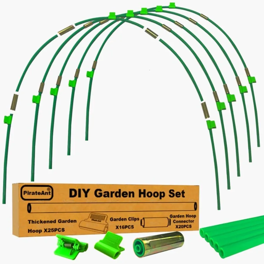 

Greenhouse Hoops Set for DIY Grow Tunnel Metal Connectors Thickened High Tenacity PP Garden Hoops for Row Cover Dark Green Gard