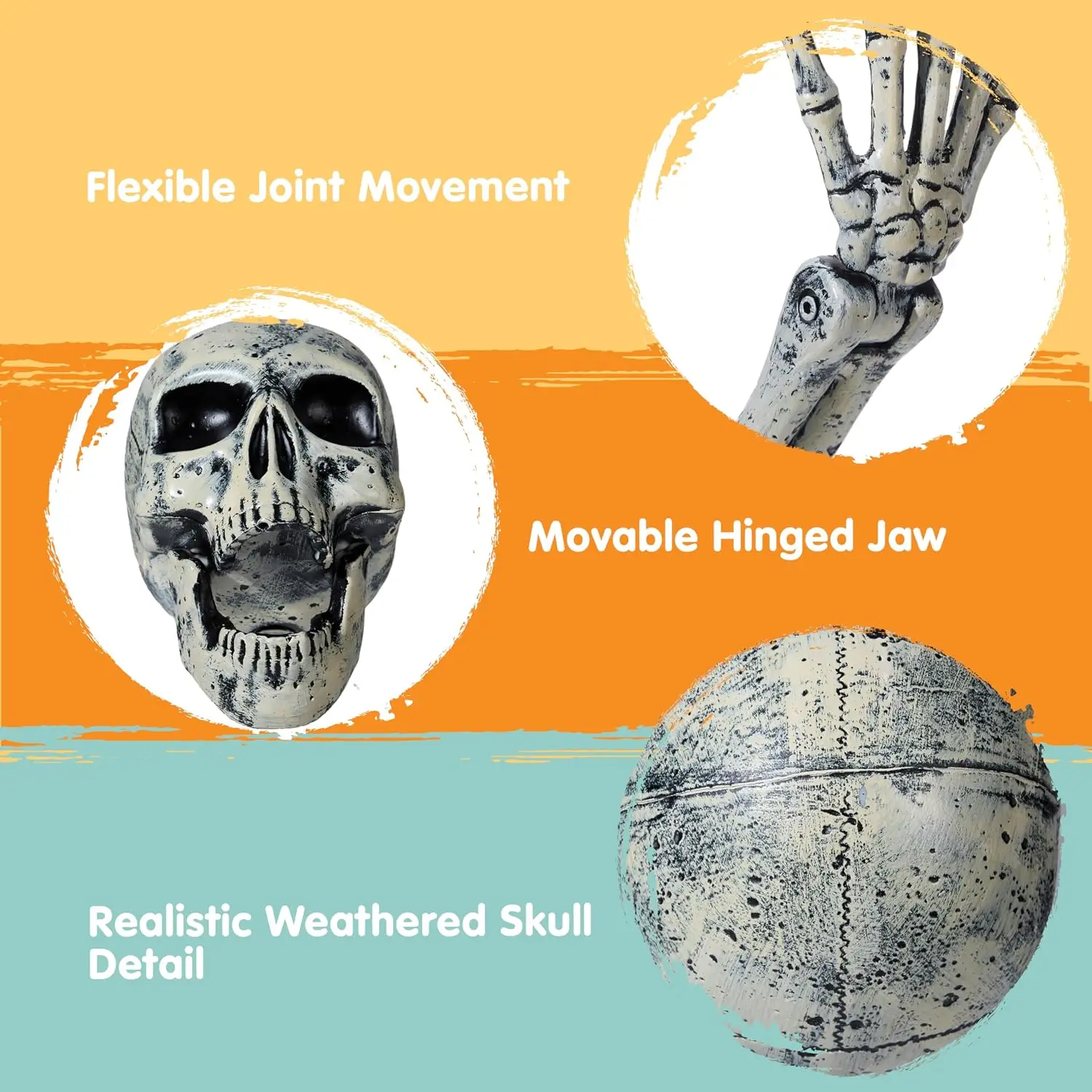 3 Pcs Skeleton Halloween Decorations Outdoor Realistic Looking Skeleton Yard Stakes, Groundbreaker Skull Decor for Graveyard Yard Lawn Garden Party Supplies