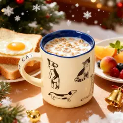 420ml Hand-Painted Cat & Dog Ceramic Mug Cute Cartoon Couple Coffee Cup Heat Resistant Coffee Cup Christmas Gift Mug