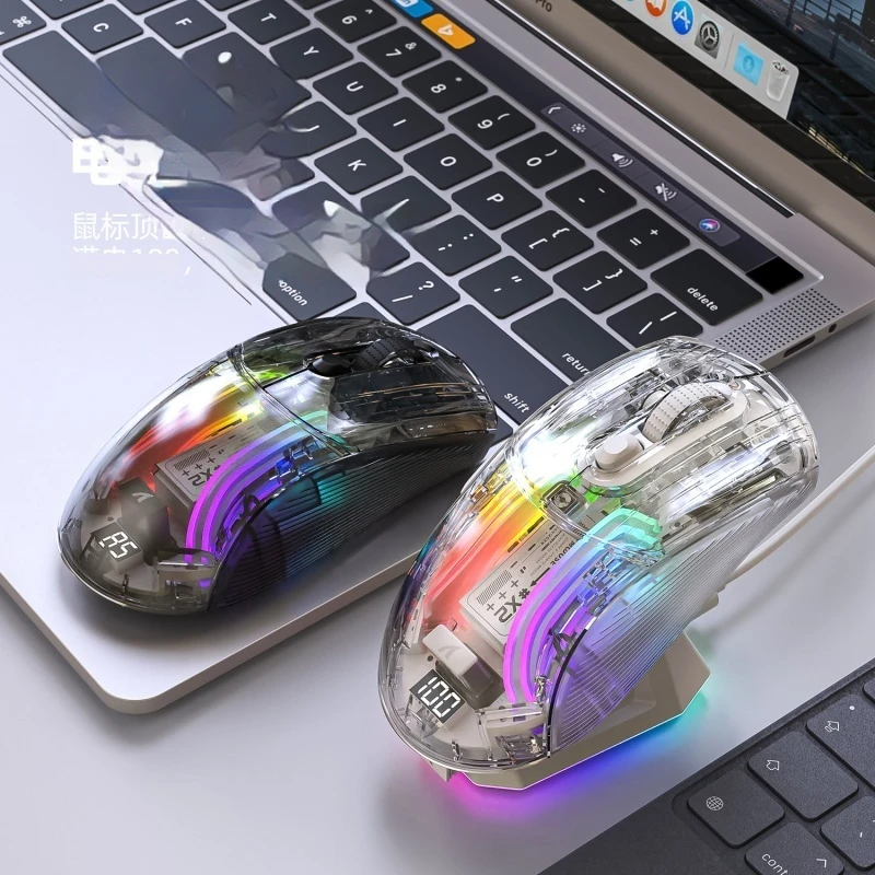 

Атака Sharkx2pro Rgb светящаяся Беспроводная Bluetooth трехрежимная прозрачная игровая мышь с экраном Многофункциональное использование