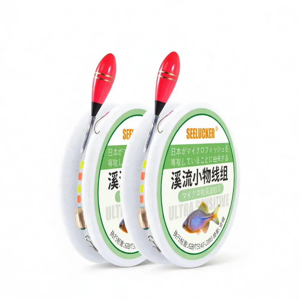 Ready To Use Stream Fishing Terminal Tackle Kit Akita Kitsune Hooks Durable Nylon Line Setup For Micro Fish Species