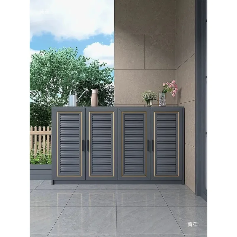 Outdoor Storage Cabinet All Aluminum Alloy Sunscreen Balcony Garden Courtyard Villa Door Storage Shoe Cabinet