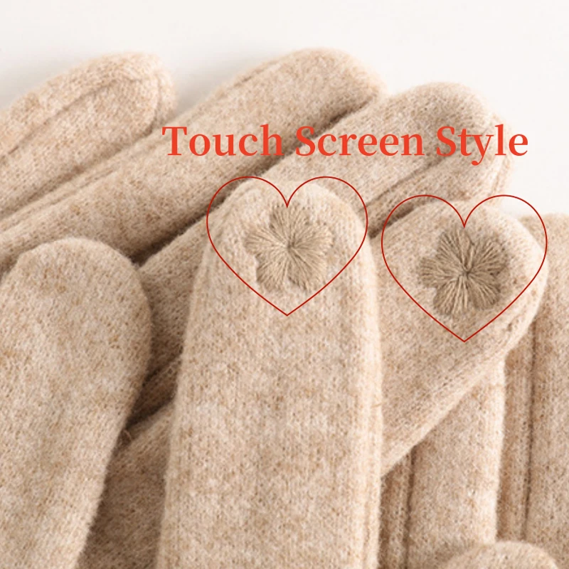 Touch Screen Thick Woolen Gloves Winter Windproof Cold-proof Warm Cycling Gloves Full Finger Mittens Anti-Cold Protection Gloves