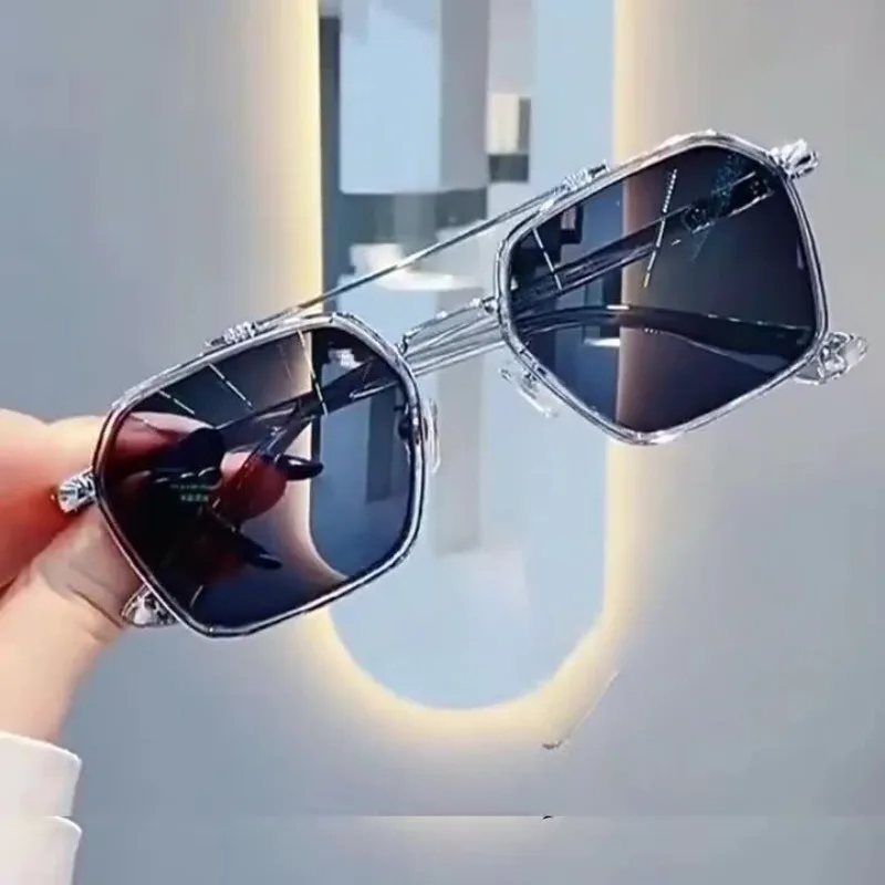 Fashion large frame square metal Korean men and women sunglasses