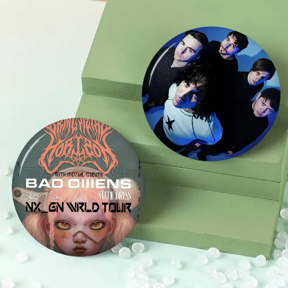 Rock Band B-Bring M-Me The H-Horizon 32/44/58mm Handmade Pin Round Funny Snap-in Brooches for Backpack Cothes Accessories Badge
