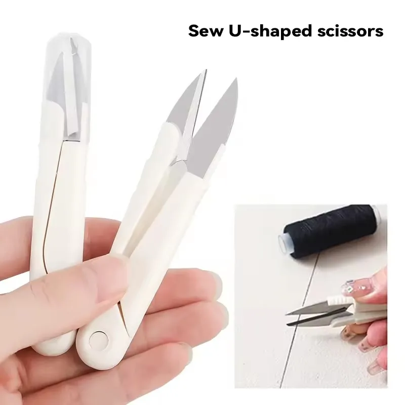 

Stainless Steel Spring Scissors with Cover Portable Thread Head Fish Thread Sewing Scissors Cross-stitch Tailor's Scissors