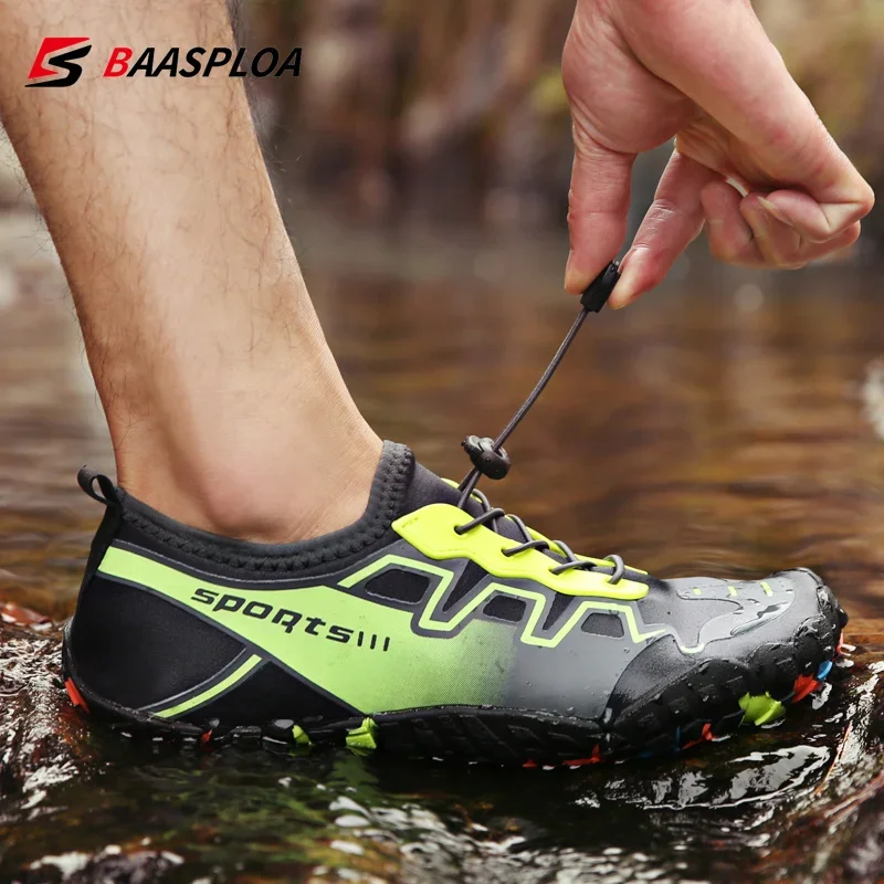 Baasploa 2025 أحذية ماء للجنسين سريعة الجافة جورب الشاطئ أحذية بيرفوت الرجال السباحة المنبع حذاء رياضة ضوء اليوغا أكوا حذاء مخطط