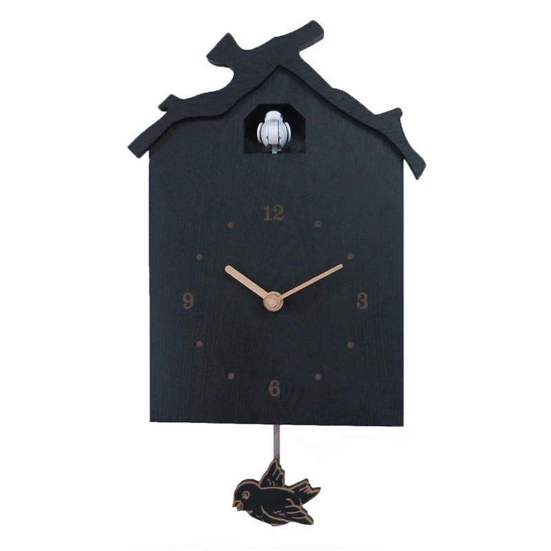 

Creative Solid Wood Cuckoo Chalet Swing Quartz Silent Wall Clock Modern Design Pendulum Watch Clocks Living Room Decoration