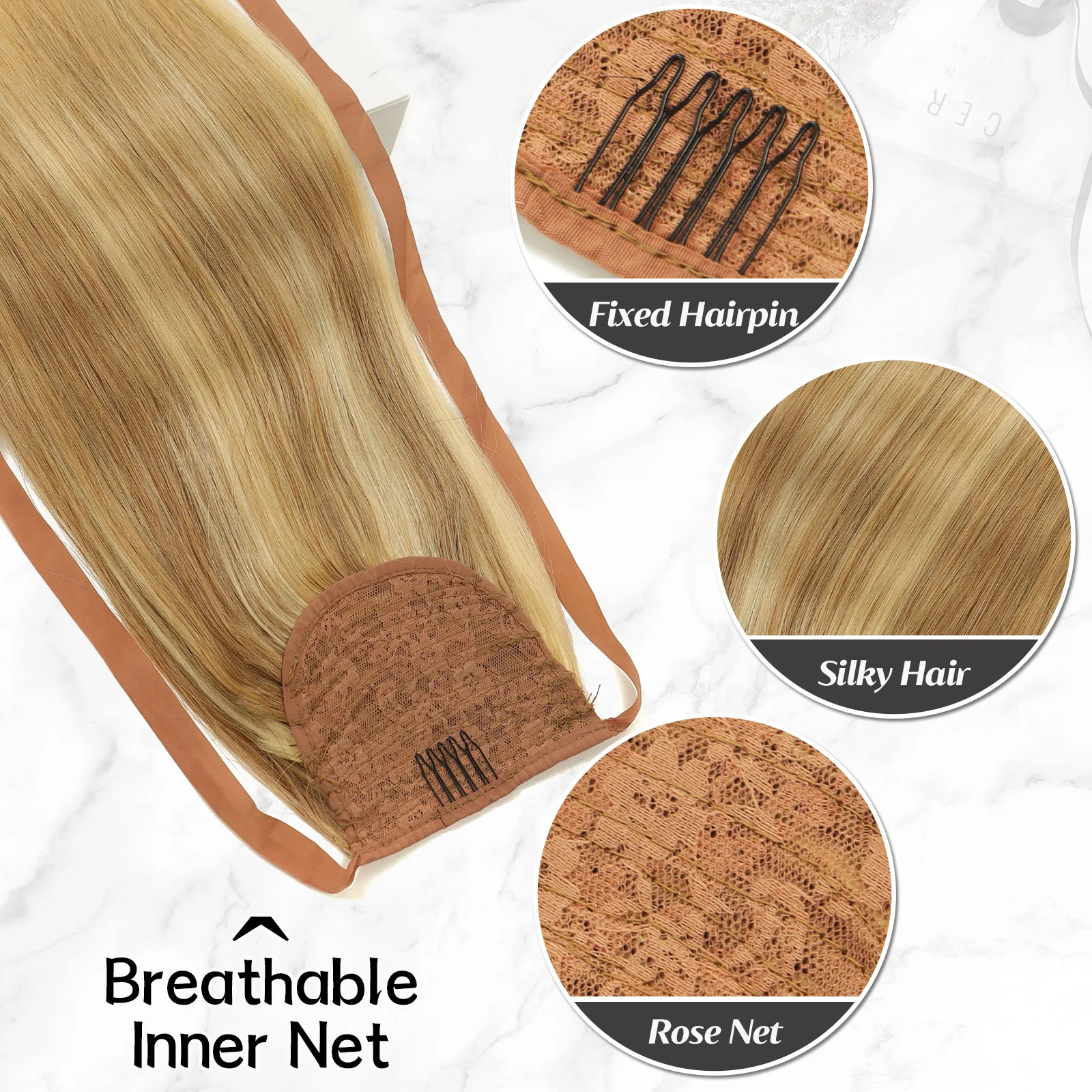 Ponytail Human Hair Wrap Around Clip in Pony Tail 100% Human Hair Ponytail Extensions Machine Remy Hair 12-30 inches Hair Piece