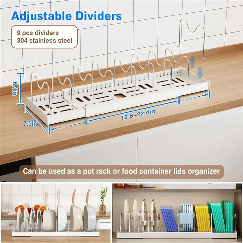 ALIM-Pots And Pans Organizer 2 Pack Under Cabinet, 22