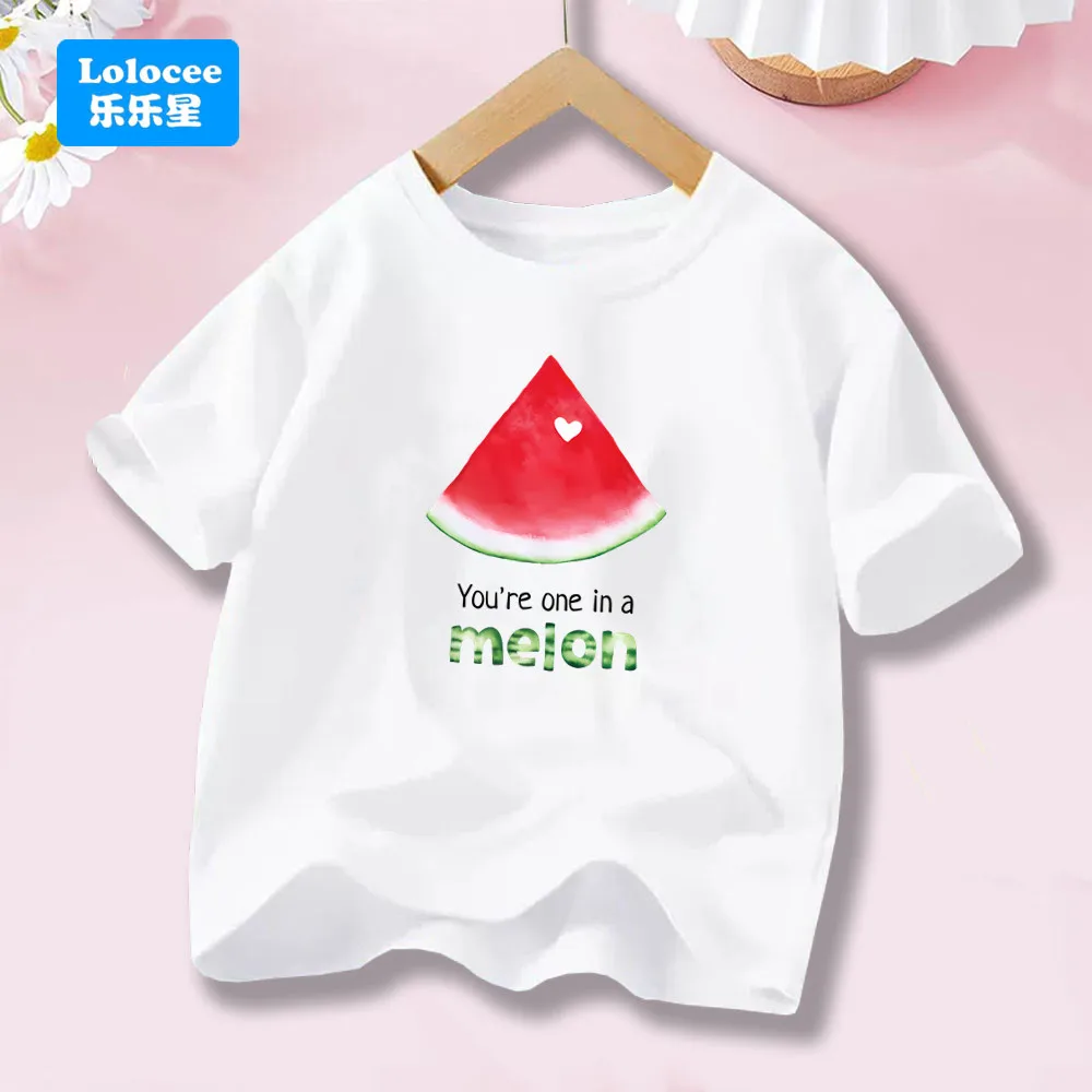الفتيات تي شيرت موضة الفاكهة البطيخ طباعة الاطفال تي شيرت الصيف لطيف قصيرة الأكمام تي شيرت كامل الملابس XG1