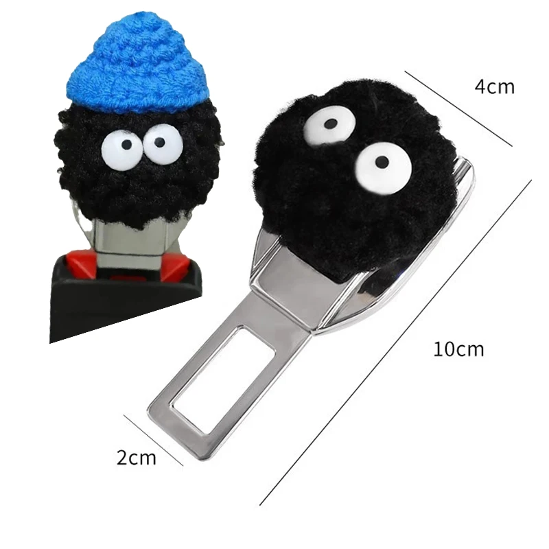 Trendy seat belt extension 2 pack cute plush coal ball seat belt extender Aluminum alloy seat belt stopper metal seat belt clip