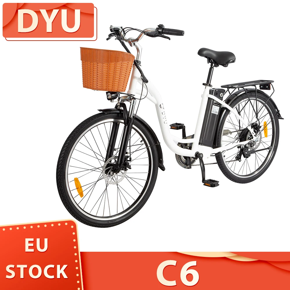 DYU C6 Electric Bicycle 350W Motor Max Speed 25km/h 36V 12.5AH 70km Max Range Removable-battery 7-Speed Transmission E-bike