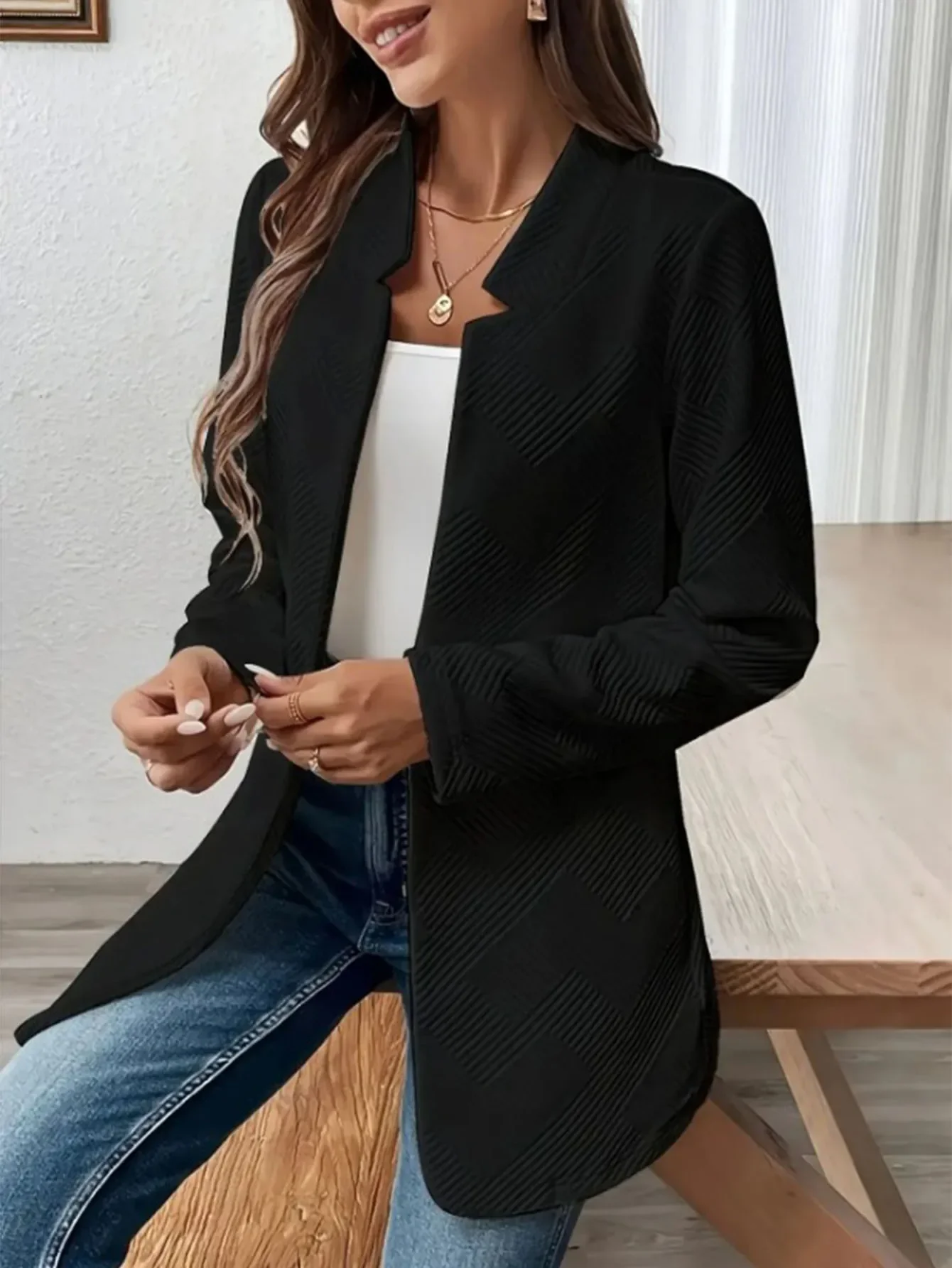 

Women's Autumn Winter 2025 Blazers Elegant Basic Plain Long Sleeve Open Front Regular Fit Office Lady Blazers