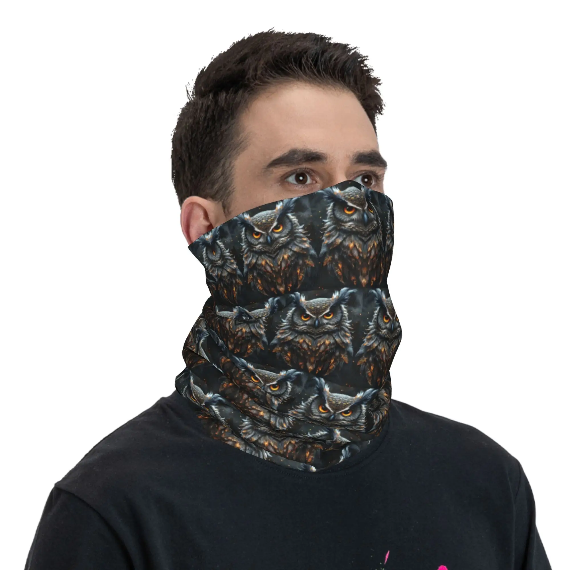 Owl Portrait  (3) Bandana Neck Cover Printed Mask Scarf Headwear Riding for Men Women Adult Breathable