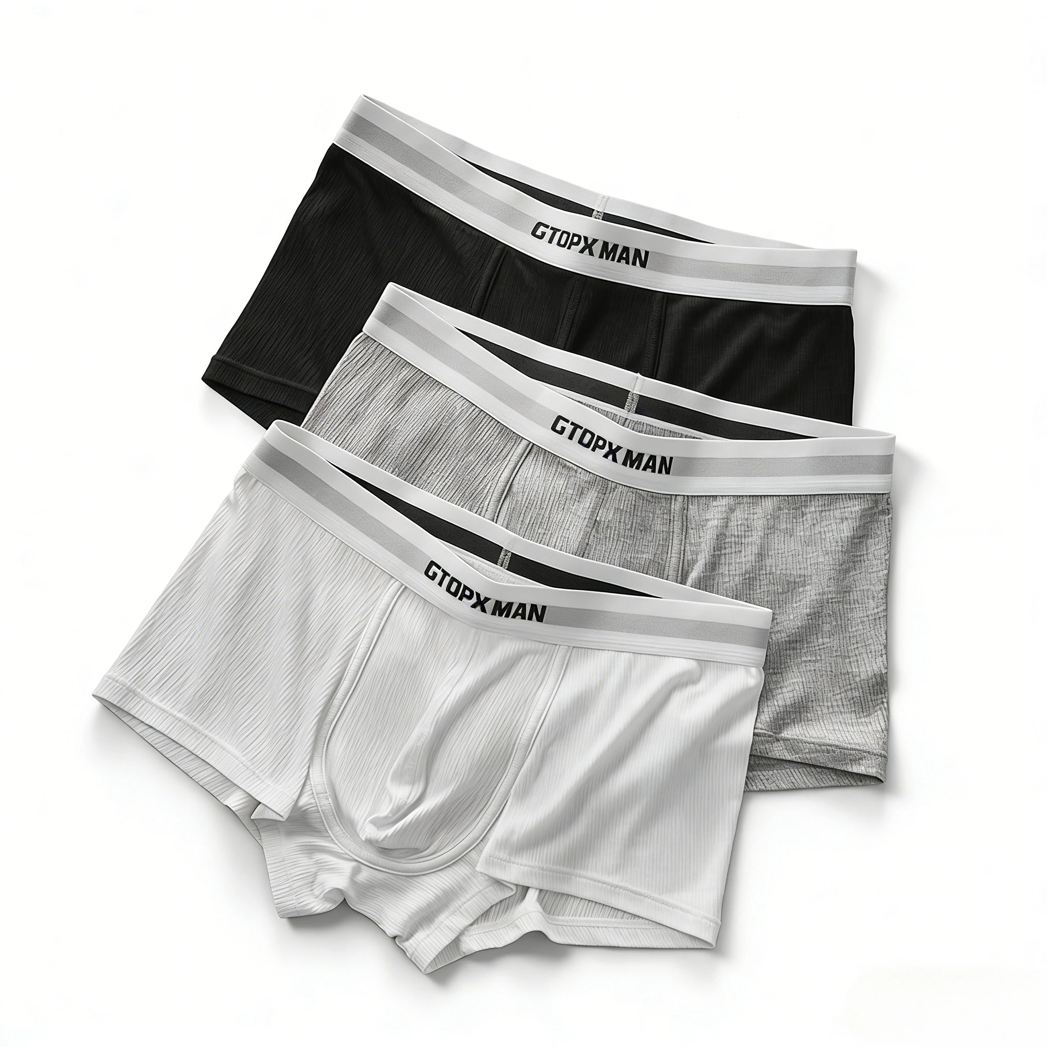

Men's Ribbed Boxer Briefs Youth U-Pouch Enhancing Design Breathable Sweat-Absorbent Modal Boxy Underwear Stretchy Sports Panties