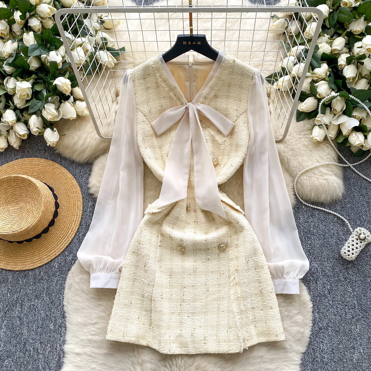 

Mid Length Dress Women Dresses SexyVestidos Y2k Streetwear V Neck Bow Full Sleeve Elegant Party Night Work 2025 Autumn Winter