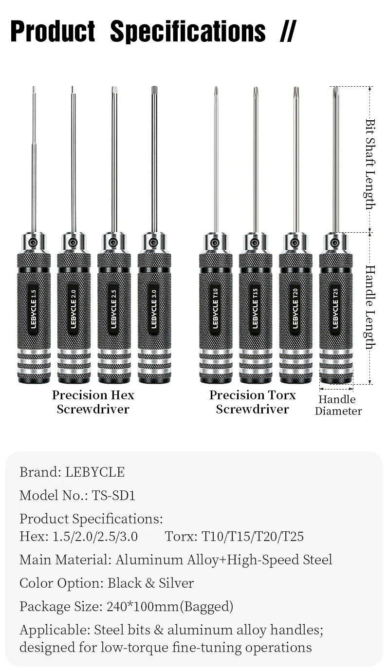 LEBYCLE Fahrrad-Präzisions-Sechskantschraubendreher aus Schnellstahl, Sechskant-Schraubendreher 1,5mm 2mm 2,5mm 3,0mm, Fahrrad-Reparaturwerkzeug – Detail 2