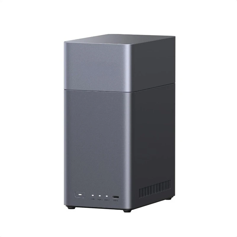 NASync DH2300 NAS de mesa de 2 baias, capacidade de suporte 60 TB (sem disco), acesso remoto, álbum de fotos AI, adequado para iniciantes