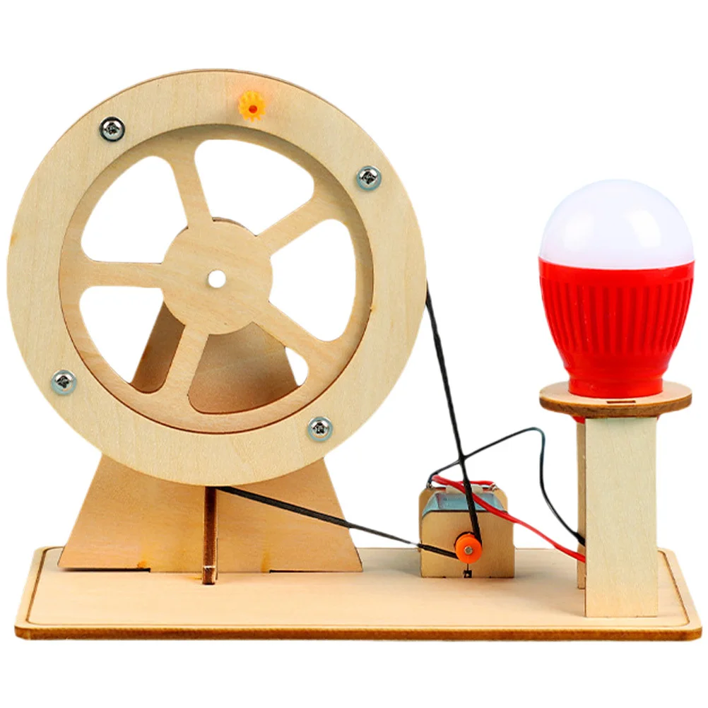 1세트 나무 손 발전기 DIY 조립 교육용 전기 발전 키트 어린이 학습용