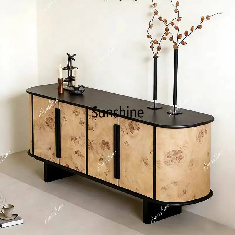 Medieval Solid Wood Entrance Cabinet Wabi Side Cabinet Storage Locker