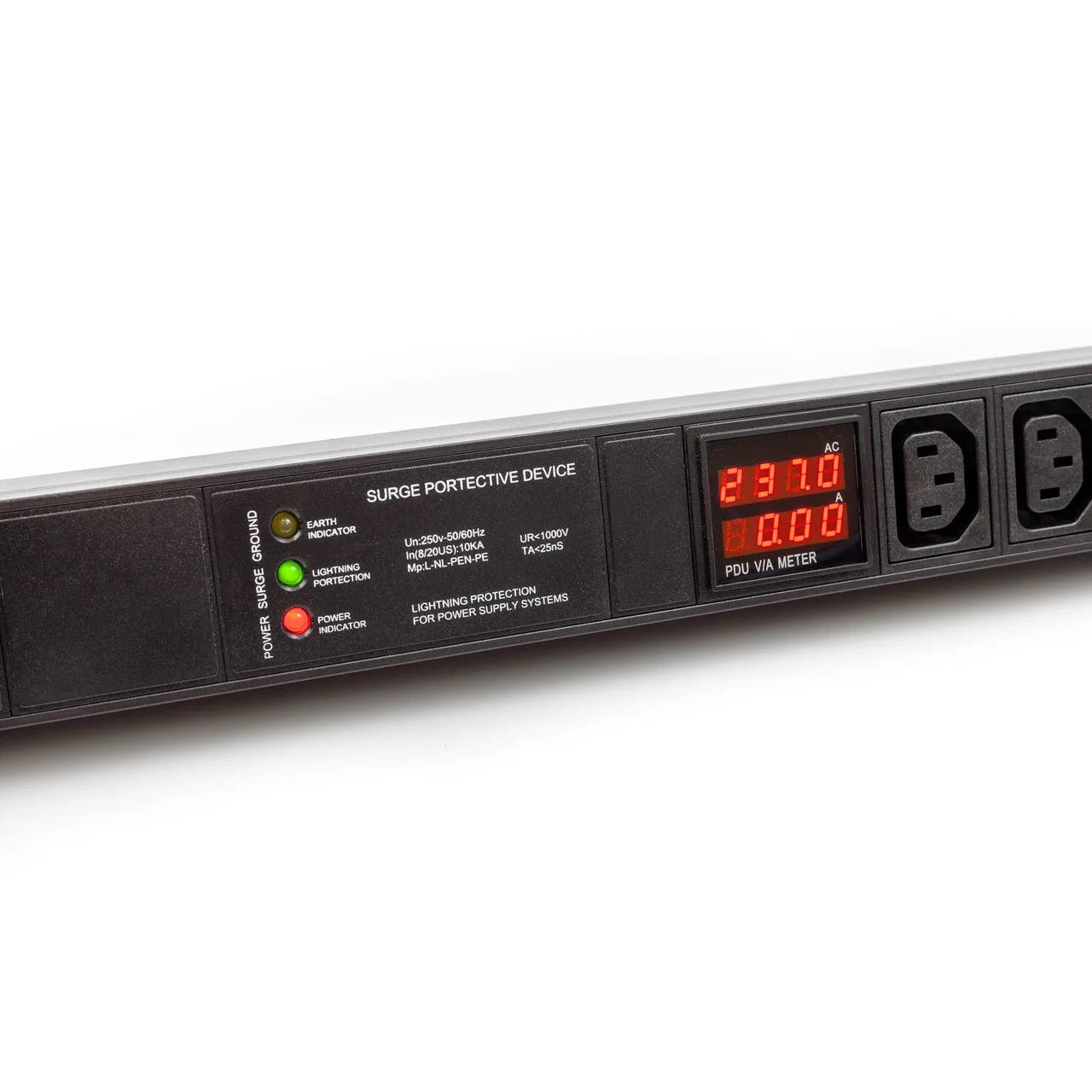 6-bit IEC320-C13 Aluminium alloy frame PDU with digital meter surge 30A 240V L6-30P meter PDU