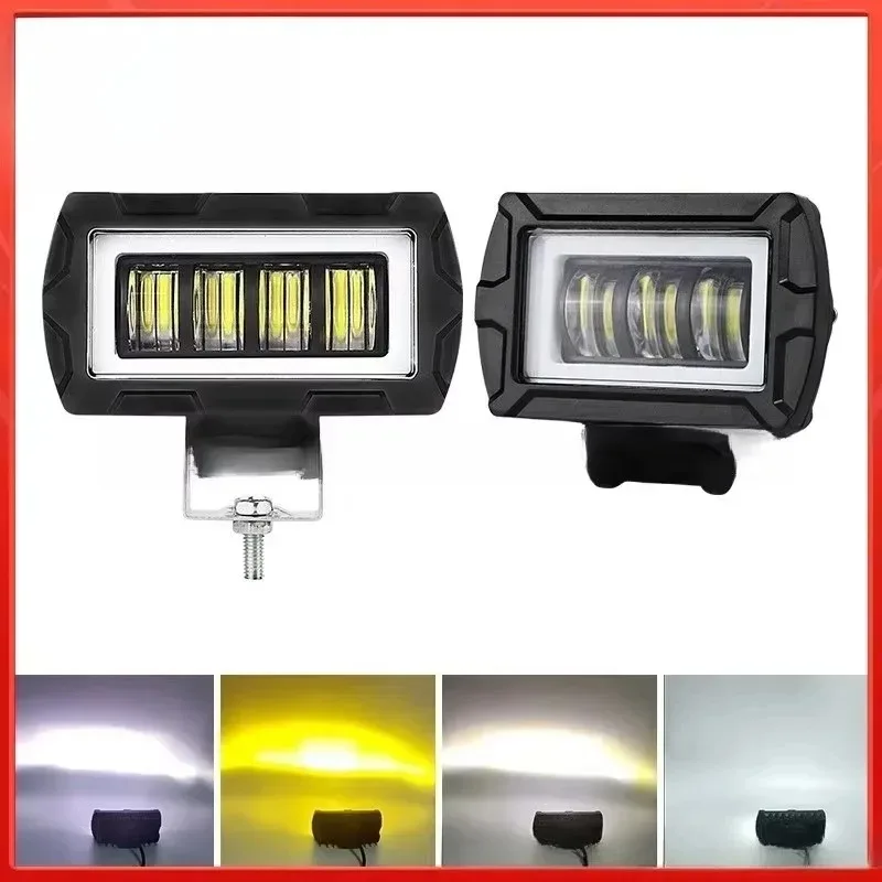 New Car LED Work Light Bar Angel Eye Offroad 4x4 Spotlight Fog Lamp 12V 24V Driving Work Lamp DRL Truck SUV ATV 4 Inch 5 Inch 7D