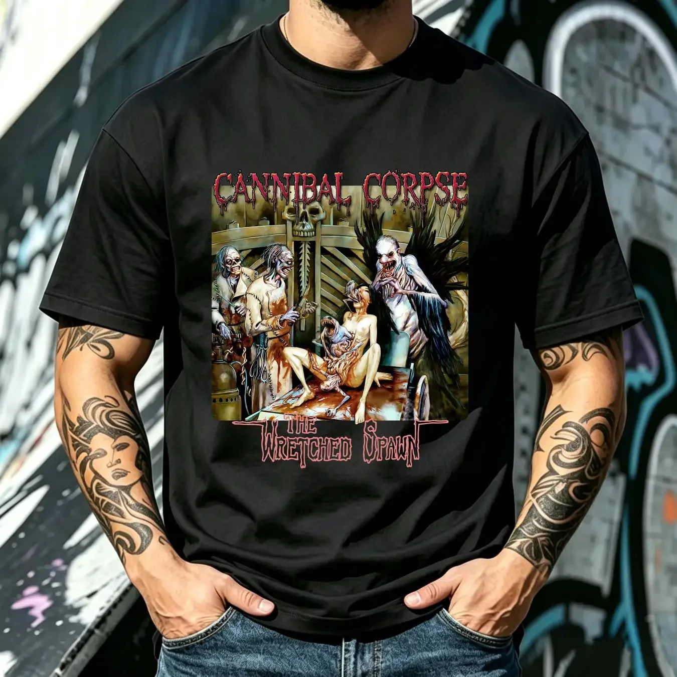 washed T Shirt Vintage 2004 Cannibal Corpse Tour The Wretched Spawn vintage Washed Stretched Stylish designer clothes Unisex
