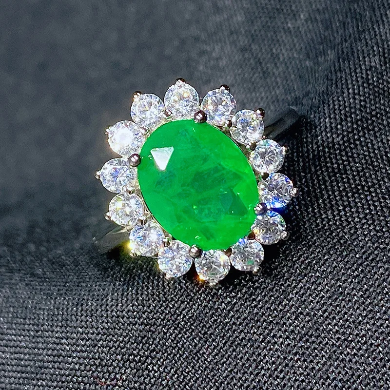 European and American style retro color treasure style noble princess S925 silver ring main stone 8 * 10 women's ring