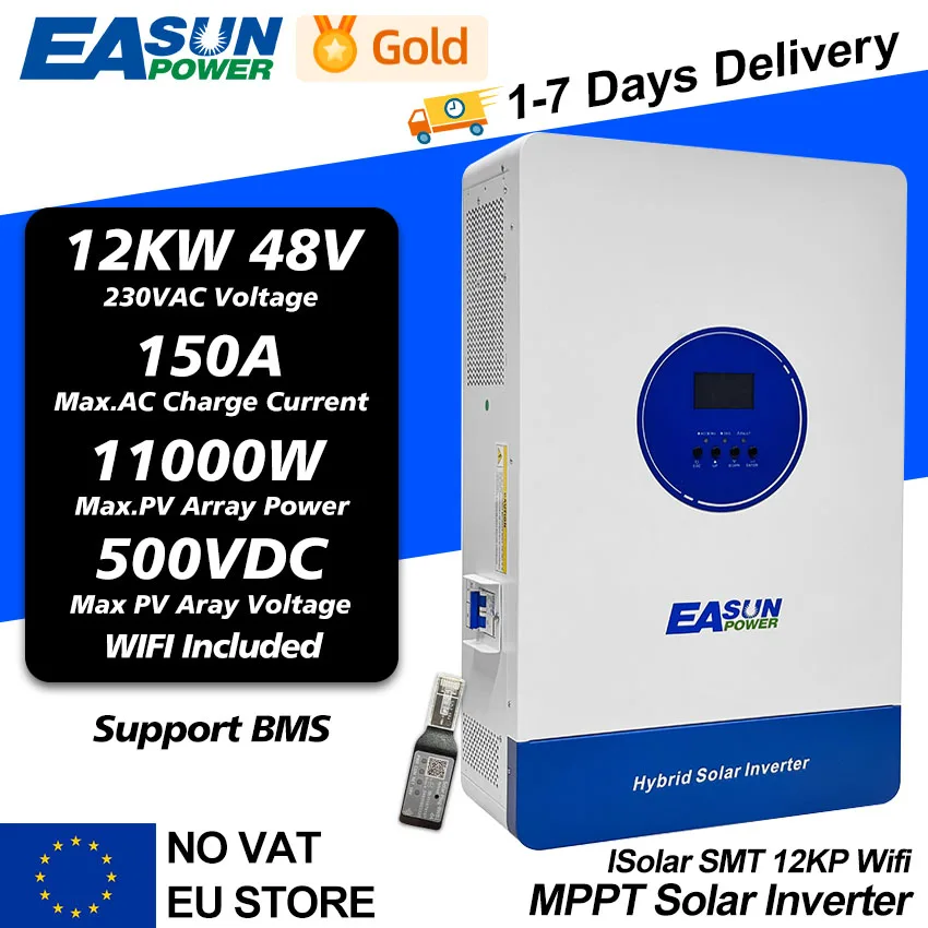 EAsun Power Hybrid Solar Inverter 48v 11000VA 11KW 160A Controller solare Dual MPPT Output Max. 500VDC Inversor con WIFI