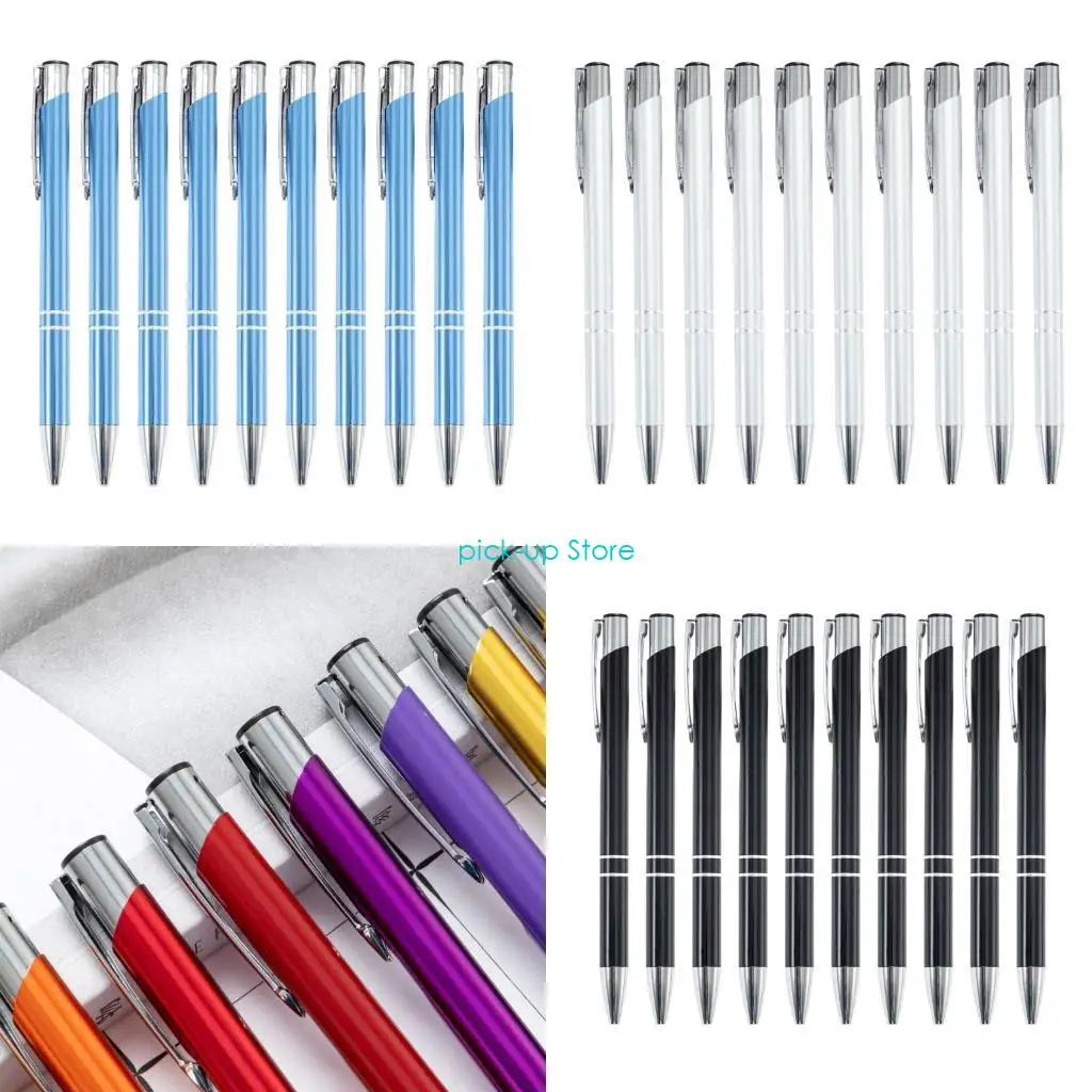 

Q5WA 10x/Set Smooth Writing Pen Metal Retractable Ballpoint Pen Stationery Supplies