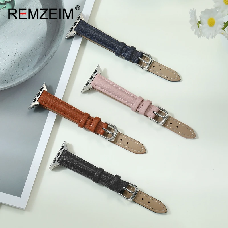 

Cute Women's Slim PU Leather Wristwatch Strap for Apple Watch Bands 38/40/41/42/44/45/46/49mm 1-10 SE Ultra 2 Watchband