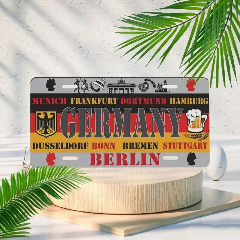 Germany Aluminum Plaque, German Cities Flag Beer Culture Vintage Wall Art for Home Bar Cafe Wall Hanging Decor