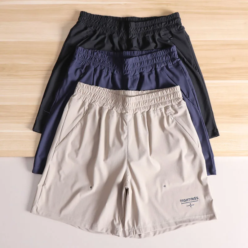 

Qui Dry Cool Elastic Breathable Men's Summer Thin Sport Casual All-Match Elastic Waist orts Pure Color Five-Quarter Pants