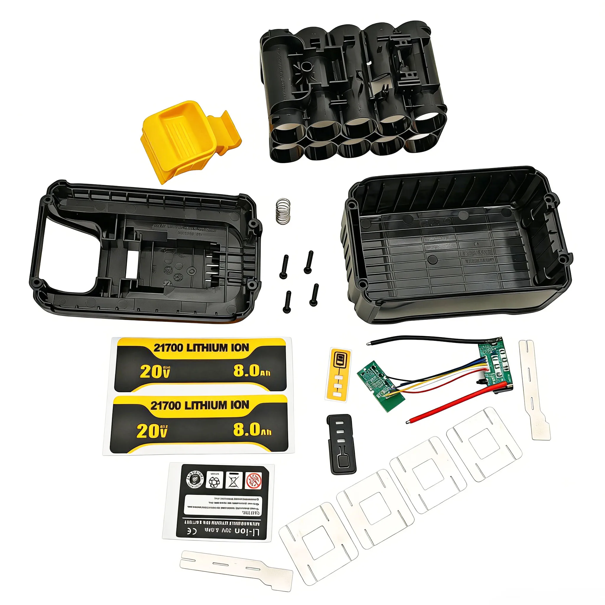 10X21700 Lithium Battery Plastic Case DCB208 BMS PCBA Protection Circuit Board For Dewalt 20V 8Ah Stickers Box Shell Housing 18V view 2