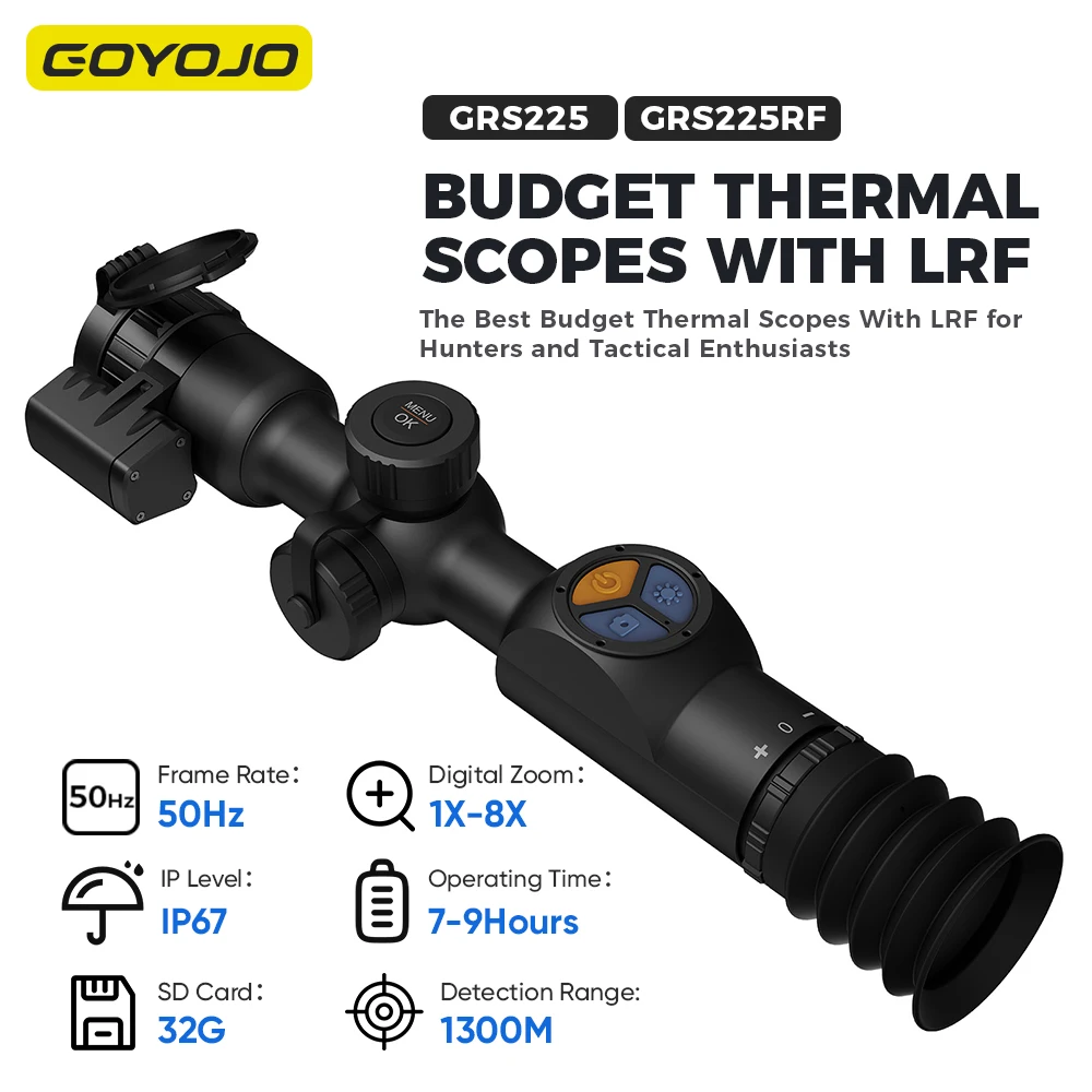 Goyojo 50Hz High Frame Rate Thermal Imaging Monocular Telescope Night Vision Scopes for Hunting with LRF 8X Zoom