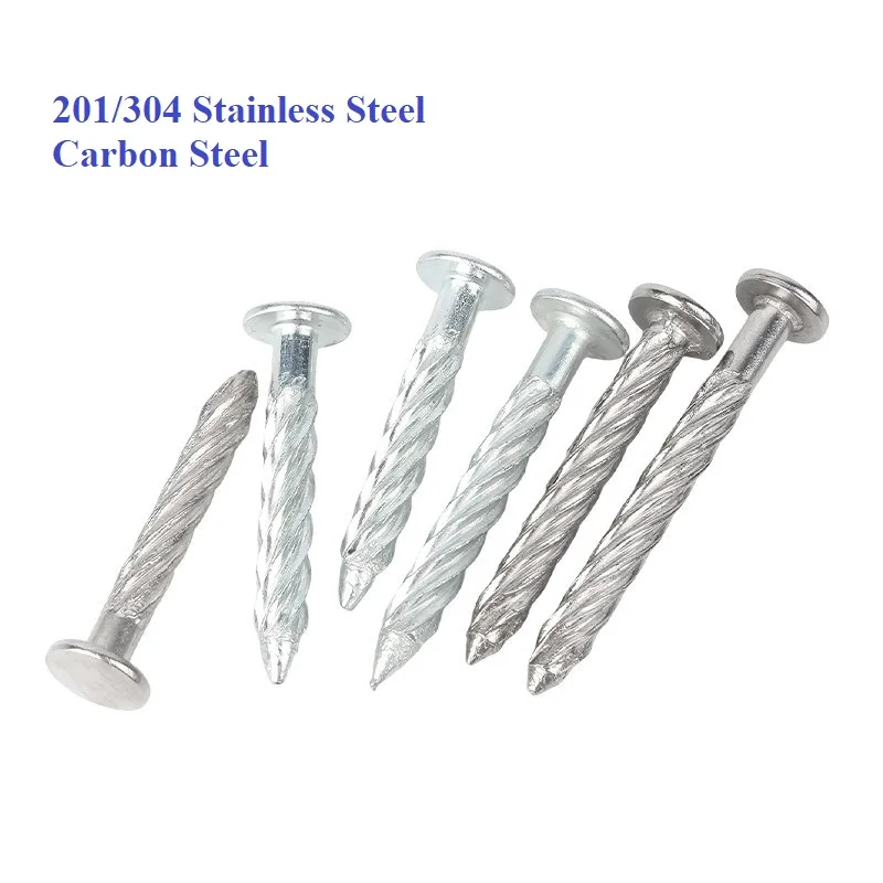 

201 304 Stainless Steel Ceiling Grid Twist Thread Floor Flat Brad Nail Carbon Steel