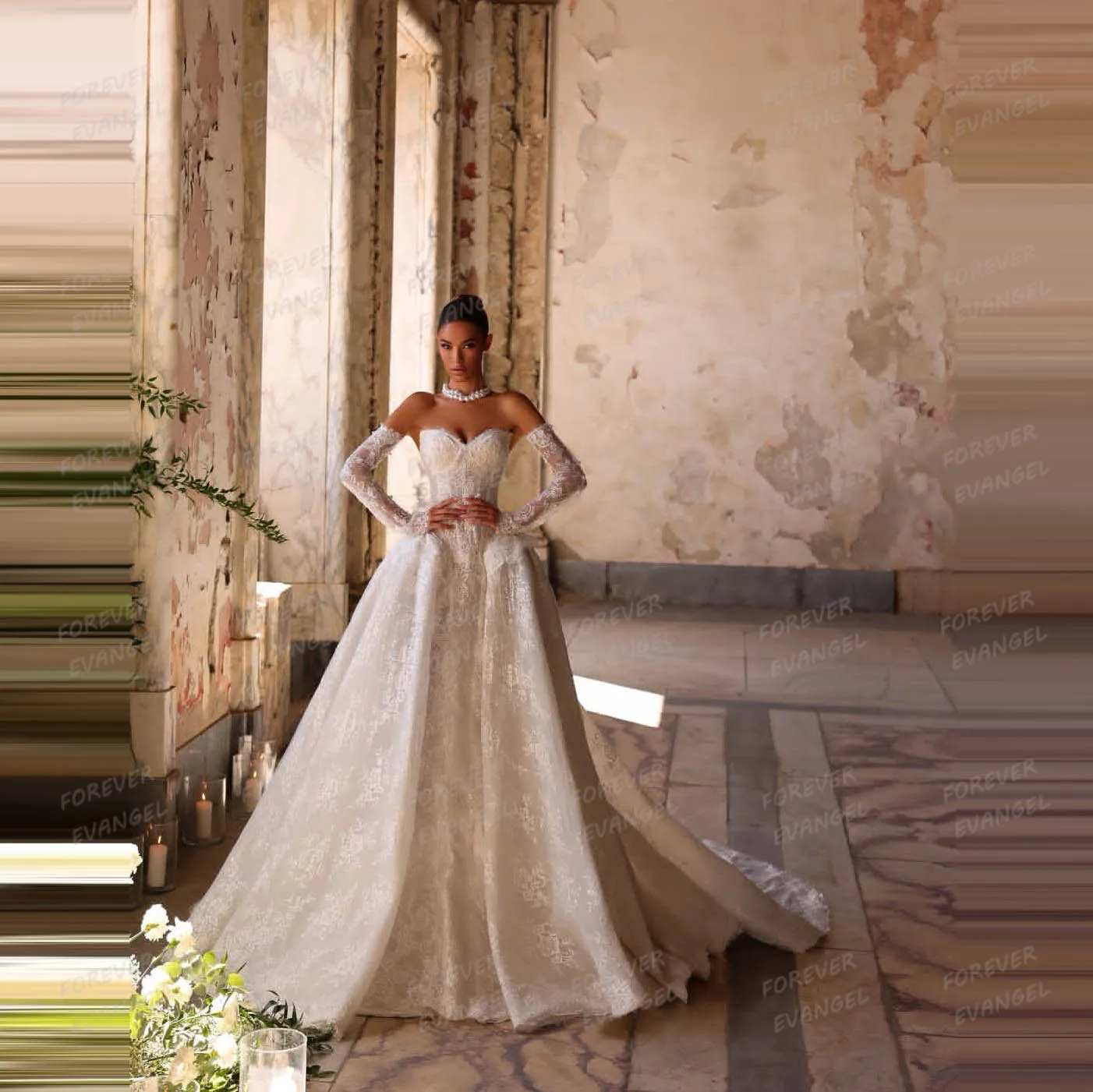 فساتين زفاف بوهو على شكل حرف A للنساء مزينة على شكل قلب فساتين العروس دانتيل بدون أكمام بدون ظهر مخصصة 2025 فيستدوس دي نوفيا