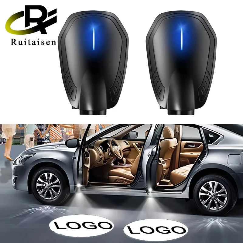 2Pcs Led Car Door Welcome Light Wireless Laser Projector Logo Rechargeable Lamp Night Lights for BMW Toyota Honda Kia Audi