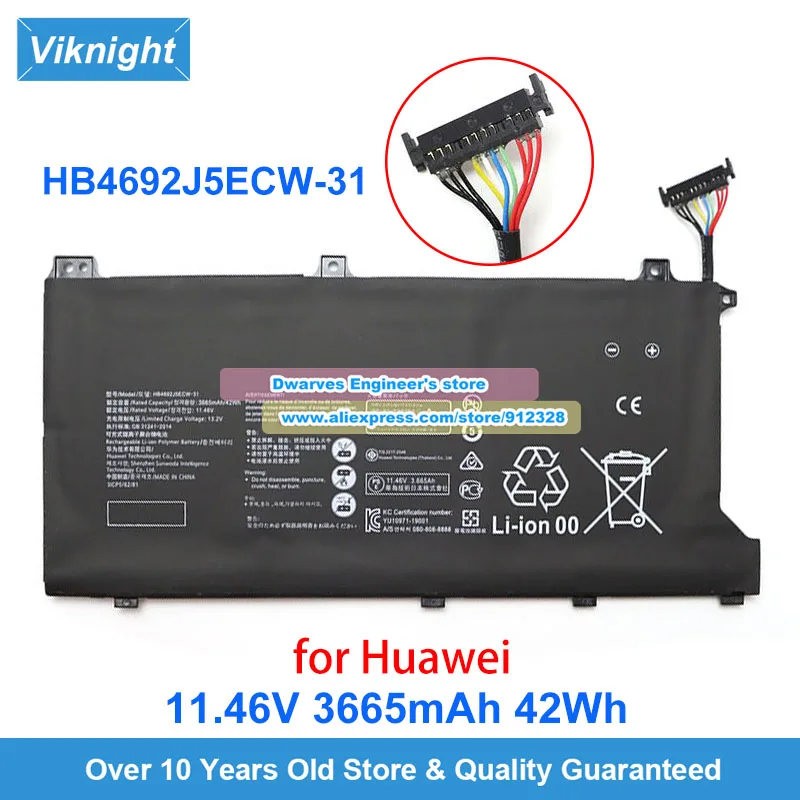 Genuine 11.46V 3665mAh 42Wh HB4692J5ECW Battery HB4692J5ECW-31 3ICP5/62/81 Rechargeable For Huawei MateBook D 15 AMD 15-53010TUY