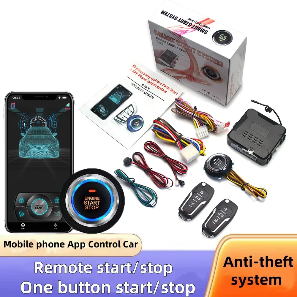 Remote Starter and Car Alarm Smart App Remote Start Stop System for Cars Engine Push Start System with Auto Ignition Button