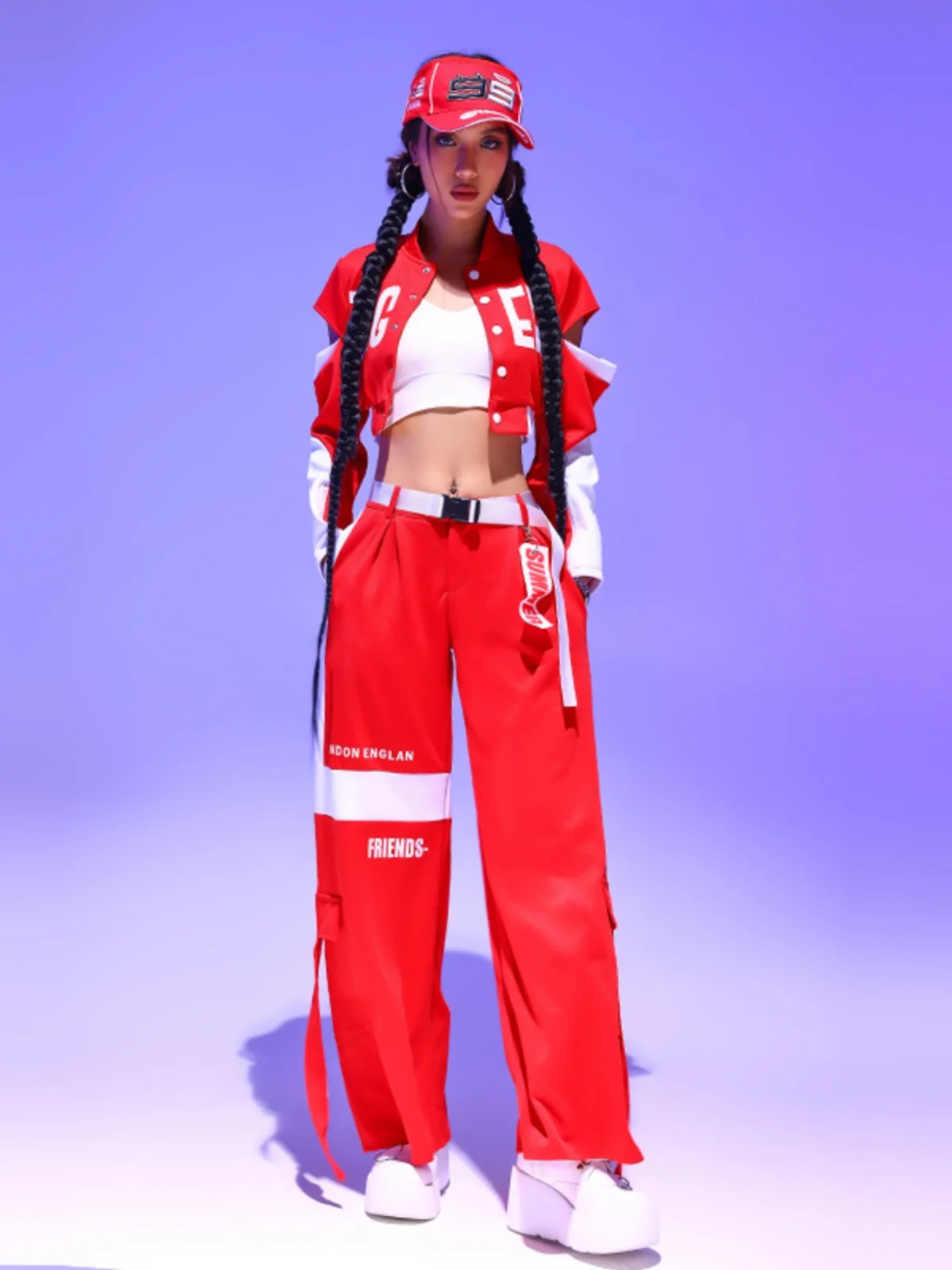 Women's Jazz Dance Performance Outfit Crew Neck Sports Style Costume Set for Performances And Cheerleading Teams view 2