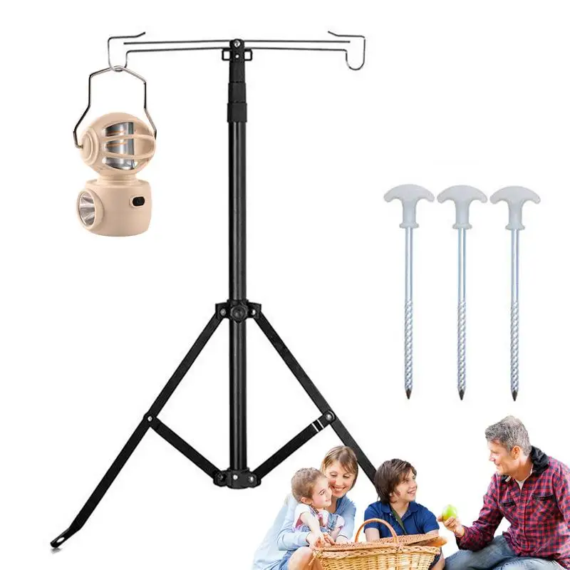 Camping Lamp Stand Portable Folding Lantern Post Pole Telescopic Aluminum Alloy Tripod Lamp Support Light Holder Tool for hiking