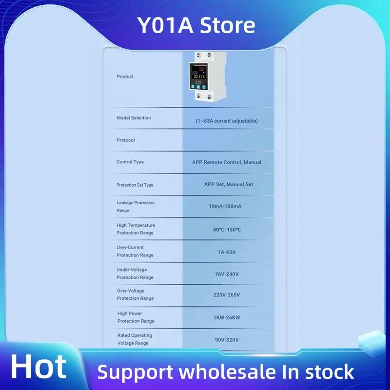 y01a-2x-zigbee-tuya-スマートライフ-2p-63a-サーキットブレーカー漏電過不足電圧保護プロテクター