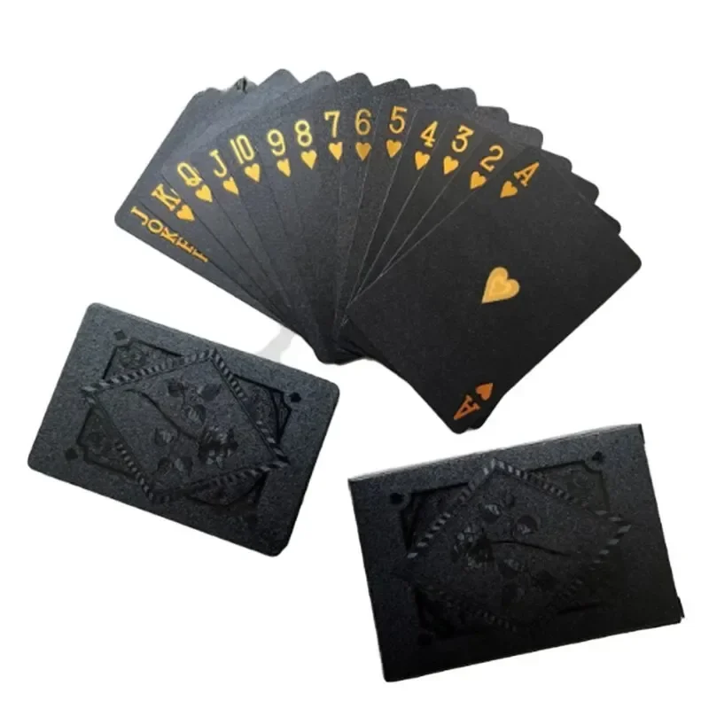 Black Gold A Deck Of Plastic Waterproof Playing Card Group Poker Suit Creative Magic Board Game Gathering Toy Entertainment Gift