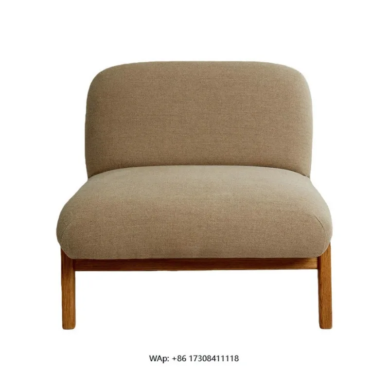 

Nordic Style Home Living Room Linen Upholstered Accent Chair Hotel Lobby Simple Solid Ash Wood Cozy Chair for Bedroom