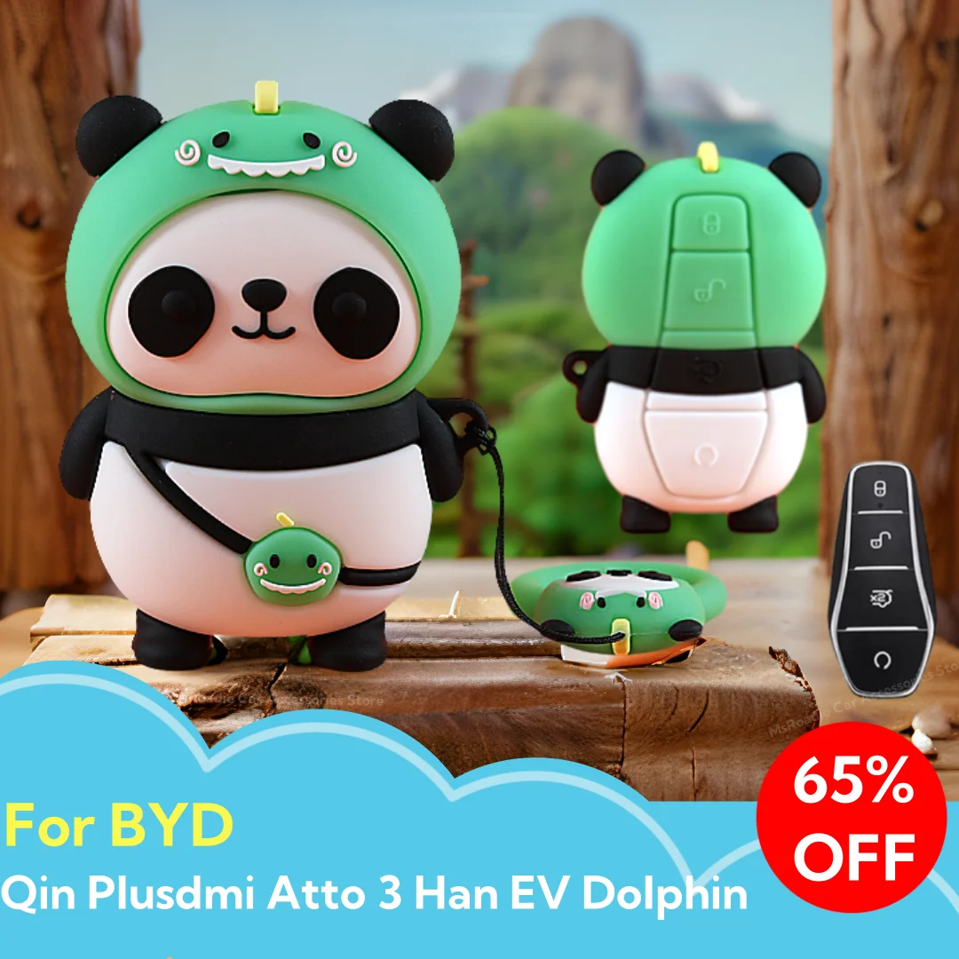 Dinosaurier Panda Auto Schlüssel Abdeckung Fall für byd qin plusdmi atto 3 han ev Delphin langlebiges Autozubehör Full Cover Shell Halter