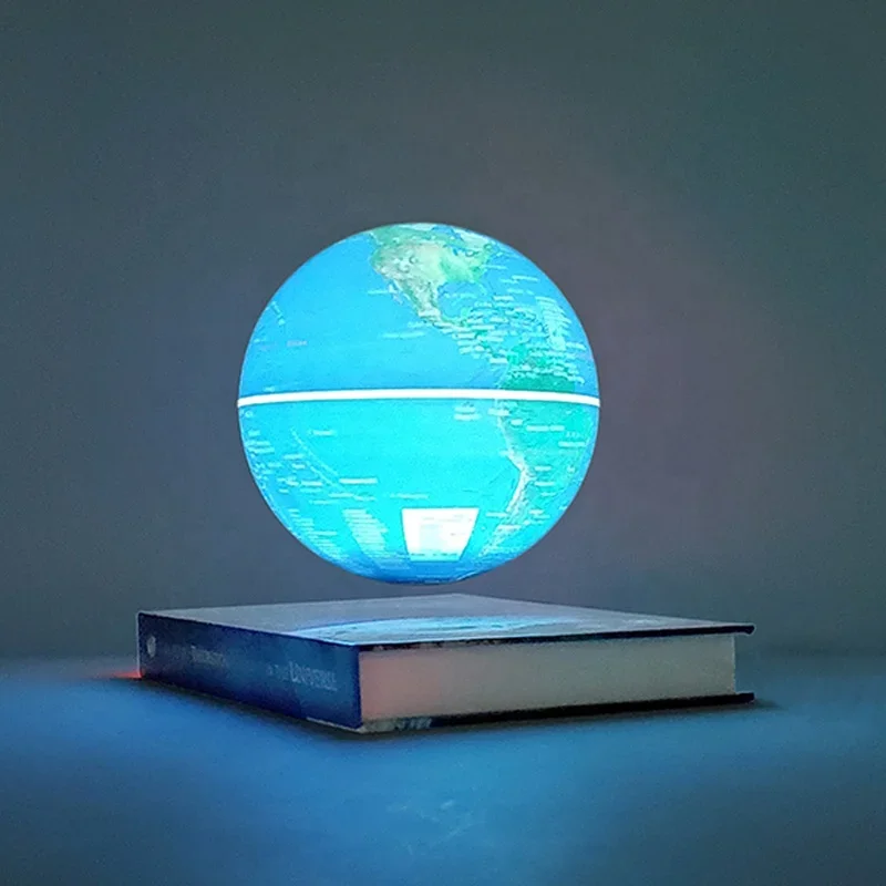 6 inch 14cm magnetic levitation floating white and RGB LED illuminated celestial glowing geographic teaching globe